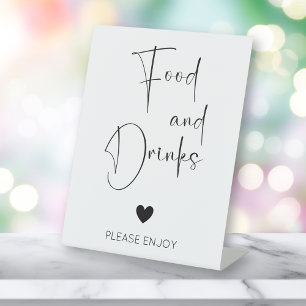 Modern Script Food and Drinks Baby Shower Pedestal Sign