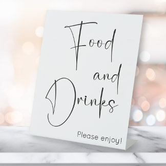 Modern Script Food and Drinks Pedestal Sign