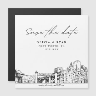 Modern Script Fort Worth Save the Date Magnet