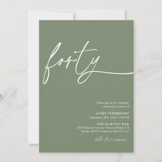 Modern Script Fortieth Birthday Party Invitation