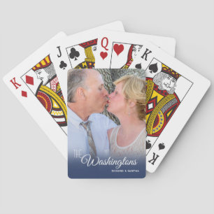 Modern Script Full Photo Family Poker Cards