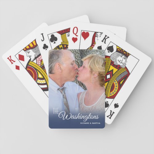 Modern Script Full Photo Family Poker Cards