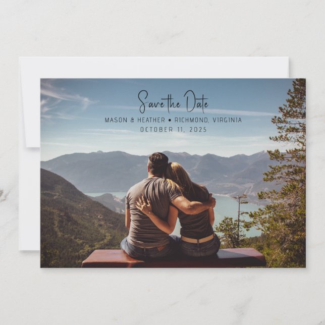 Modern Script Full Photo Save the Date Invitation (Front)