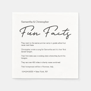 Modern Script Fun Facts Custom Wedding Napkins