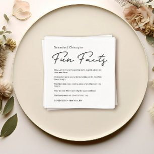 Modern Script Fun Facts Custom Wedding Napkins