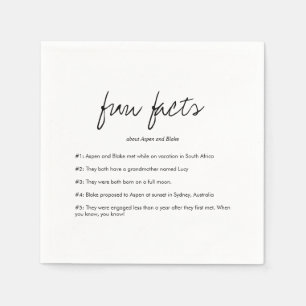Modern Script Fun Facts Wedding Napkins