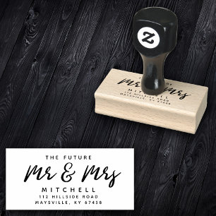Modern Script Future Mr. and Mrs. Return Address Rubber Stamp