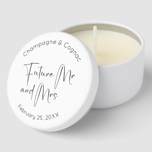 Modern Script Future Mr & Mrs Wedding Shower Mini Candle Favors (Corner)