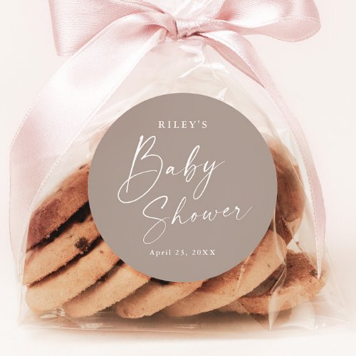 Modern Script Gender Neutral Baby Shower Classic Round Sticker
