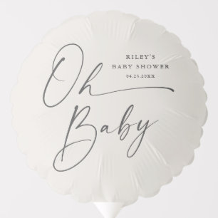 Modern Script Gender Neutral Oh Baby Shower Balloon