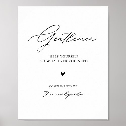 Modern Script Gentlemen Wedding Bathroom Sign
