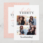 Modern script & geometric 30th birthday multiphoto (Front/Back)