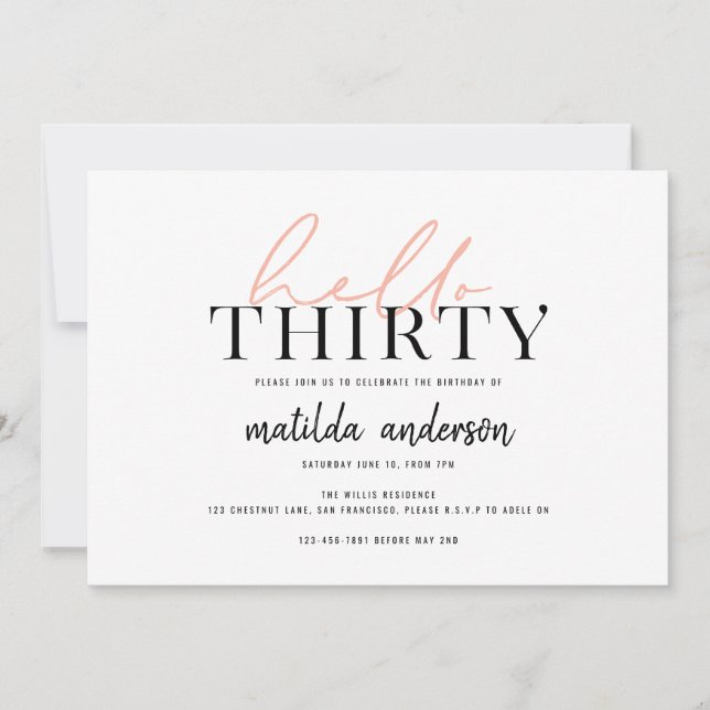 Modern script & geometric thirtieth birthday (Front)