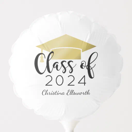 Modern Script Gold 2024 Custom Graduation Balloon