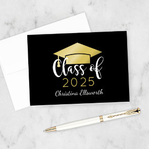 Modern Script Gold 2025 Custom Graduation Thank You Card