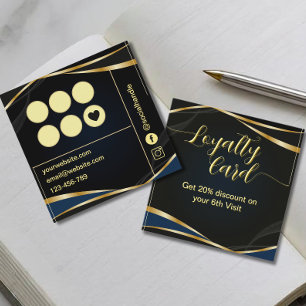 Modern Script Gold and Black  Loyalty Card