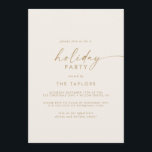 Modern Script | Gold and Cream Holiday Party Invitation<br><div class="desc">This modern script gold and cream holiday party invitation card is perfect for a minimalist holiday event. The simple yellow gold and ivory cream design features unique industrial lettering typography with modern boho style. Customizable in any color.</div>