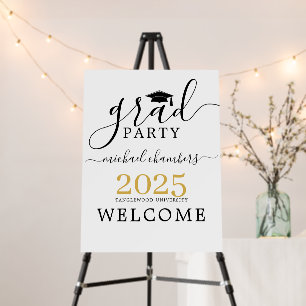 Modern Script Gold Black Graduation Party Welcome Foam Board