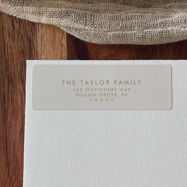 Modern Script | Gold Cream Return Address Label (Creator Uploaded)