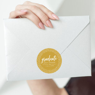 Modern Script Gold Graduation Classic Round Sticker