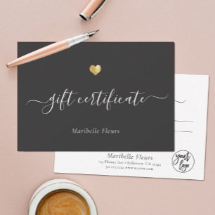 Modern Script Gold Heart Logo Gift Certificate