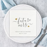 Modern Script Gold Hearts Future Mrs Bridal Shower Napkins<br><div class="desc">Custom-designed bridal shower paper napkins featuring "future Mrs"  in modern stylish calligraphy with gold hearts design.</div>