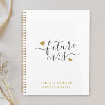 Modern Script Gold Hearts Future Mrs. Wedding Planner<br><div class="desc">Custom-designed wedding planner notebook featuring "future Mrs"  in modern stylish calligraphy with gold hearts design.</div>