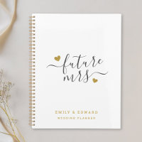 Modern Script Gold Hearts Future Mrs. Wedding