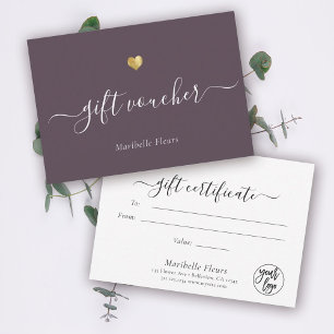 Modern Script Gold Logo Gift Voucher Certificate