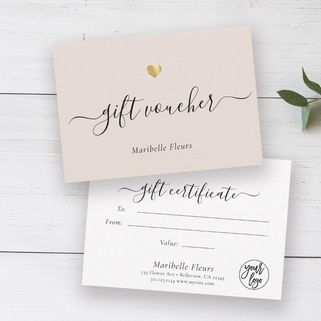 Modern Script Gold Logo Gift Voucher Certificate (Creator Uploaded)