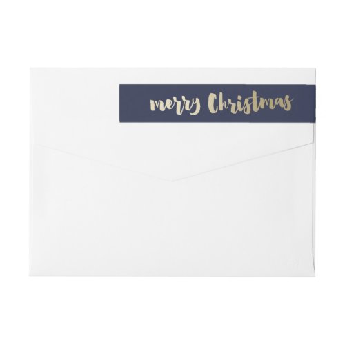 Modern Script Gold Merry Christmas Return Address Wrap Around Label