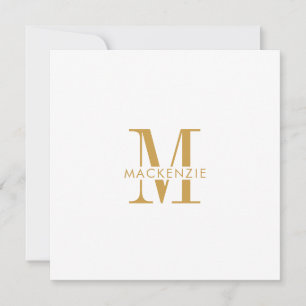 Modern Script Gold Monogram Initials Minimal Note Card