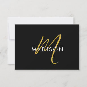 Modern Script Gold Monogram Initials Minimal Note Card