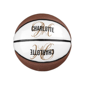 Modern script gold monogram name basketball