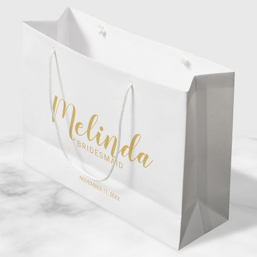 Modern Script Gold Personalized Bridesmaids Large Gift Bag