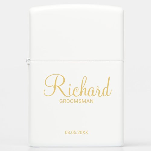 Modern Script Gold Personalized Groomsman Zippo Lighter