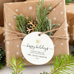 Modern Script Gold Snowflake Holiday Business Favor Tags<br><div class="desc">Modern minimalist business holiday gift tag with elegant script calligraphy reading HAPPY HOLIDAYS under a printed golden snowflake. Below is space for your custom message as well as additional space on the back for more detailed greetings.</div>