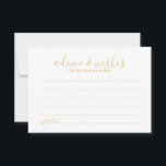 Modern Script Gold Wedding Advice and Wishes Card<br><div class="desc">Add a personal touch to your wedding with a modern wedding advice and wishes card. This advice card features title in gold modern calligraphy font style and details in gold modern sans serif font style on white background. Perfect for wedding, baby shower, birthday party, bridal shower, bachelorette party and any...</div>