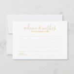 Modern Script Gold Wedding Advice and Wishes Card<br><div class="desc">Add a personal touch to your wedding with a modern wedding advice and wishes card. This advice card features title in gold modern calligraphy font style and details in gold modern sans serif font style on white background. Perfect for wedding, baby shower, birthday party, bridal shower, bachelorette party and any...</div>