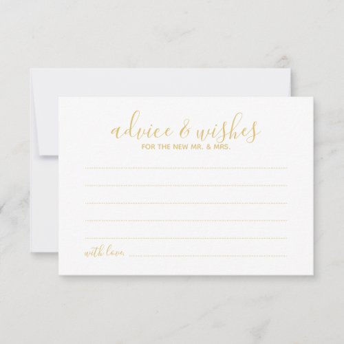Modern Script Gold Wedding Advice and Wishes Card