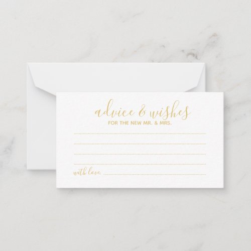 Modern Script Gold Wedding Advice and Wishes Card