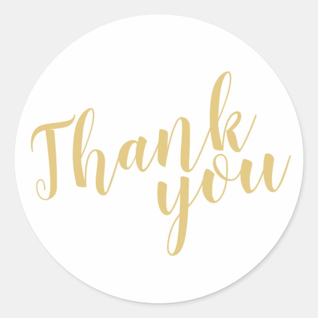 Modern Script Gold Wedding Favor Thank You Classic Round Sticker (Front)