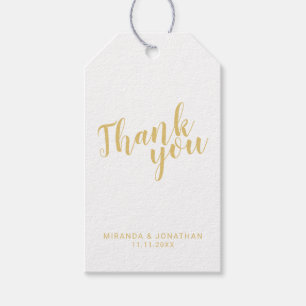 Modern Script Gold Wedding Favor Thank You Gift Tags