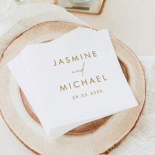 Modern Script Gold Wedding Napkins