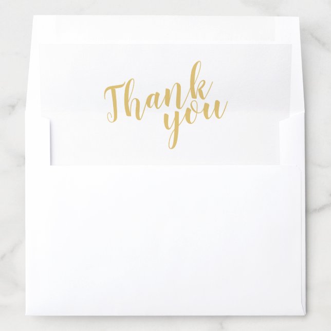 Modern Script Gold Wedding Thank You Card Envelope Liner (In Envelope)