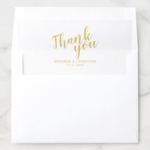Modern Script Gold Wedding Thank You Card Envelope Liner