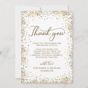 Modern Script Gold White 50th Wedding Anniversary Thank You Card