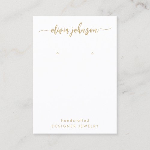 Modern Script Gold White Jewelry Earring Display Business Card