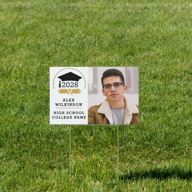 Modern Script Grad Cap Simple Graduation Photo Sign (Insitu)