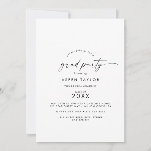 Modern Script Grad Party Invitation